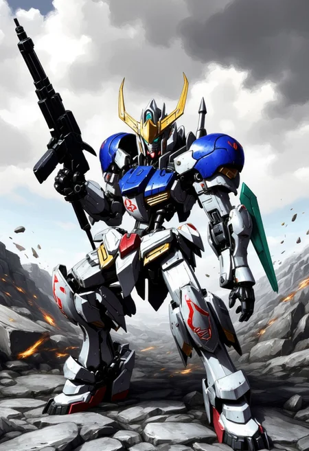 PD-802X4, robot, mecha, no human, Assault rifle, grenade launcher, railgun, shoulder weapon, twin launcher, missile pod, wing, wing booster,