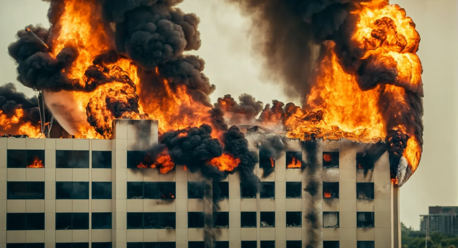 cinematic film still of  <lora:cinematic explosion style:1.5>
a large fire explosion is coming out of a building cinematic explosion style, shallow depth of field, vignette, highly detailed, high budget, bokeh, cinemascope, moody, epic, gorgeous, film grain, grainy