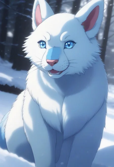 score_9, score_8_up, score_7_up, source_anime BREAK winter background, snow, ice Chillet_Palworld, feral, light blue fur, blue eyes, white underbelly, blue back spikes, blue chest markings, blue spots, blue-tipped ears, whiskers, long animal ears, long tail, lying, on stomach smile, looking at viewer, smile detailed background, beautiful scenery <lora:add-detail-xl:1>, anime screencap:1.5