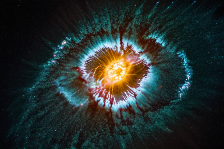 a brilliant supernova exploding. (8k, high resolution, extreme detail), color gradation, exquisite details, sharp focus, intricate details, taken with a CANON EOS R6 camera, 18mm lens