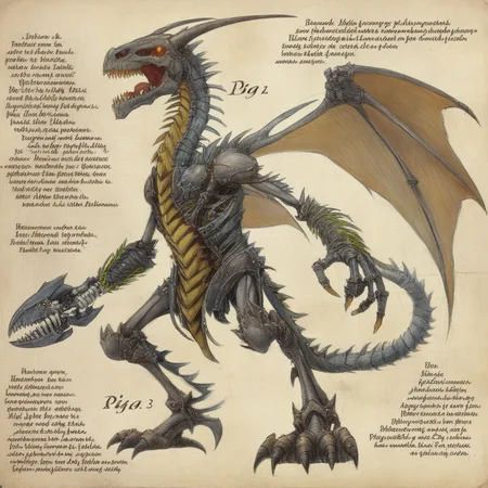 bestiarum skeleton cyborg dragon <lora:bestiarum:0.7>