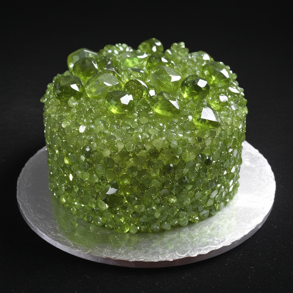 cake, made out of hud_per1d0t_wrld, green gem, glittering, fantastical, whimsical <lora:hud_per1d0t_wrld_XLP:0.7>