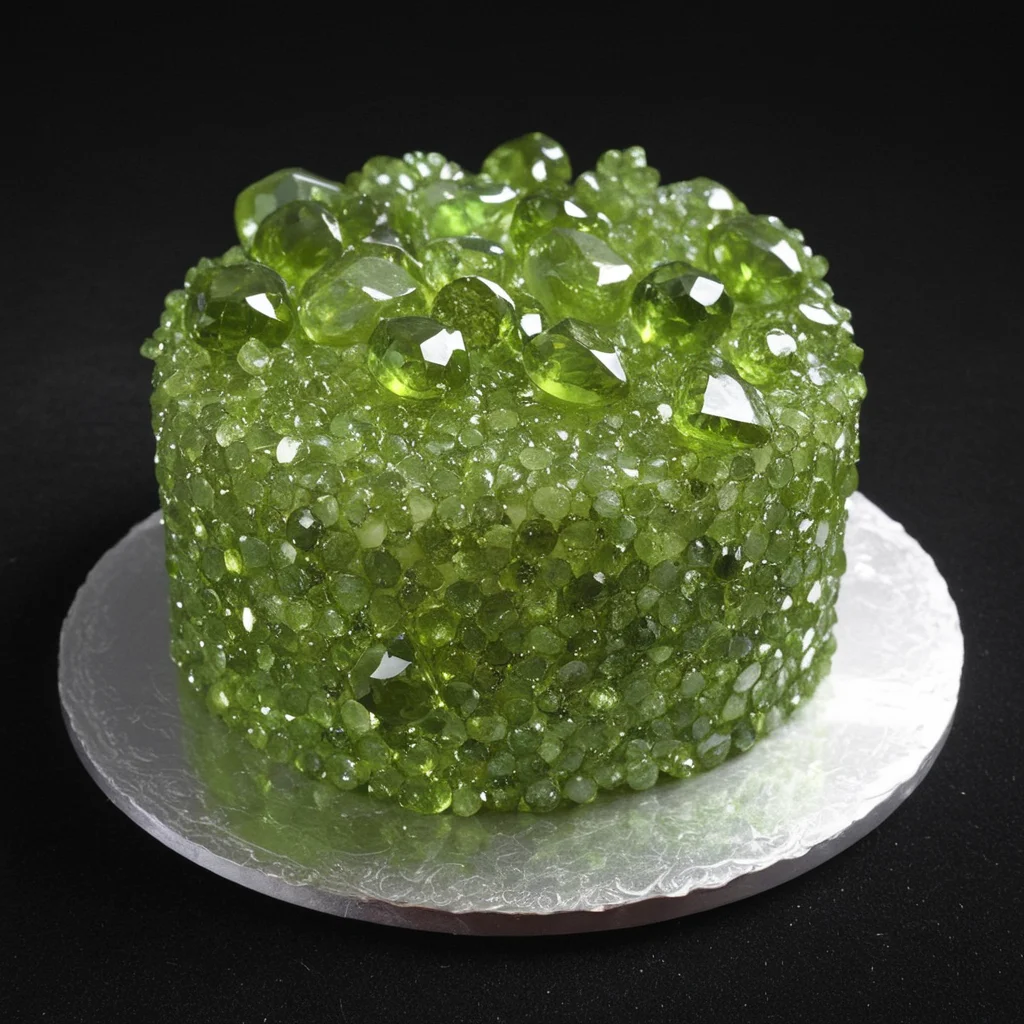 cake, made out of hud_per1d0t_wrld, green gem, glittering, fantastical, whimsical <lora:hud_per1d0t_wrld_XLP:0.7>