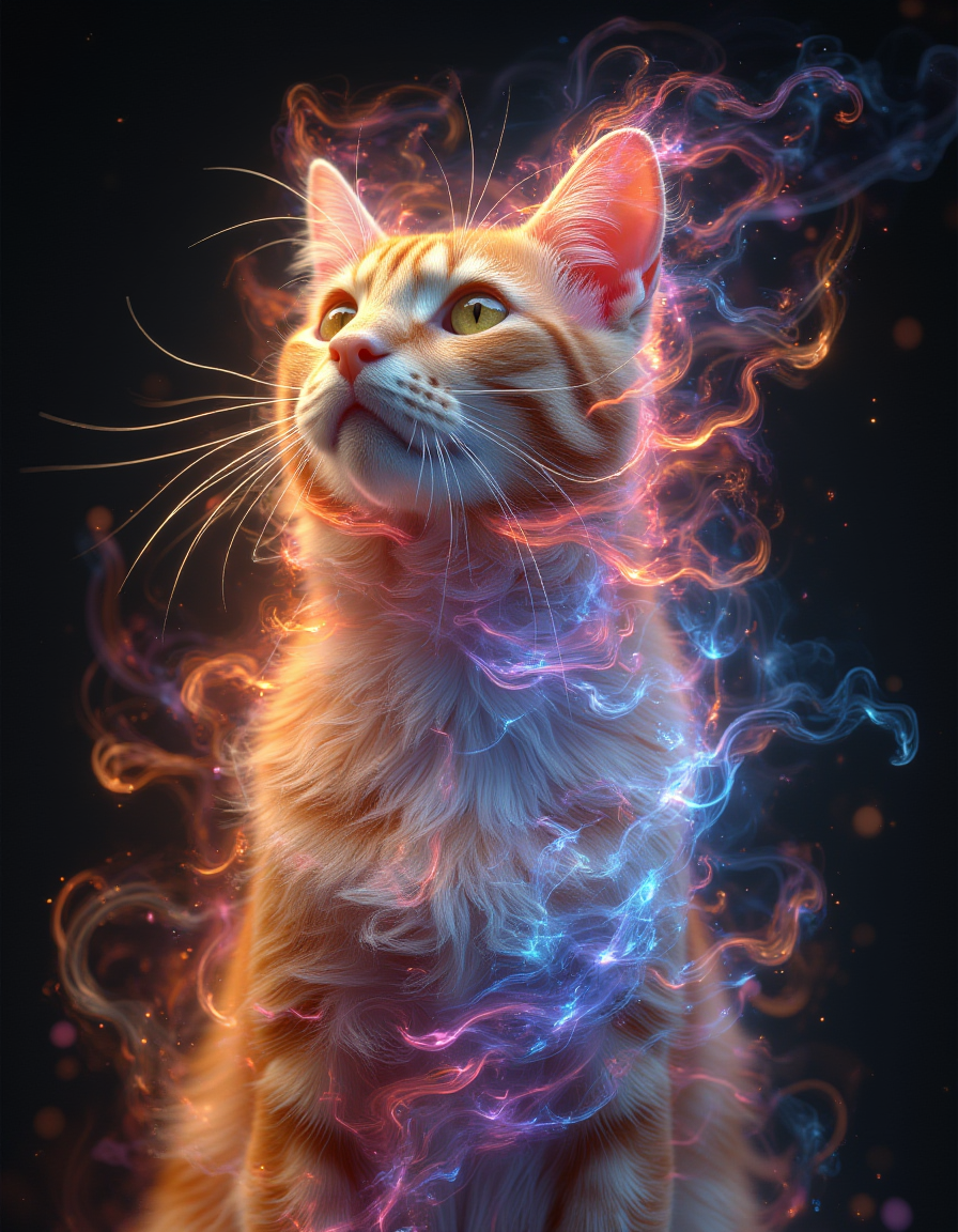 <lora:Aura_Flux-000010:1>,photography of a cat with aura made of bubbles,