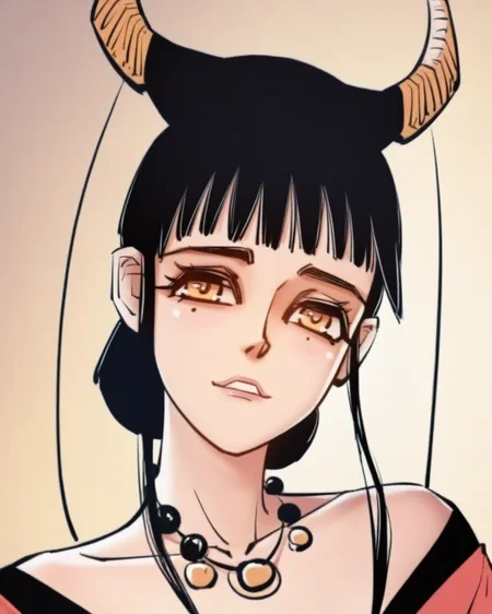 masterpiece,best quality,curvy,venus body,
<lora:jiangtong:1>,jiangtong,1girl,solo,horns,looking at viewer,jewelry,necklace,parted lips,portrait,demon horns,head tilt,collarbone,brown eyes,