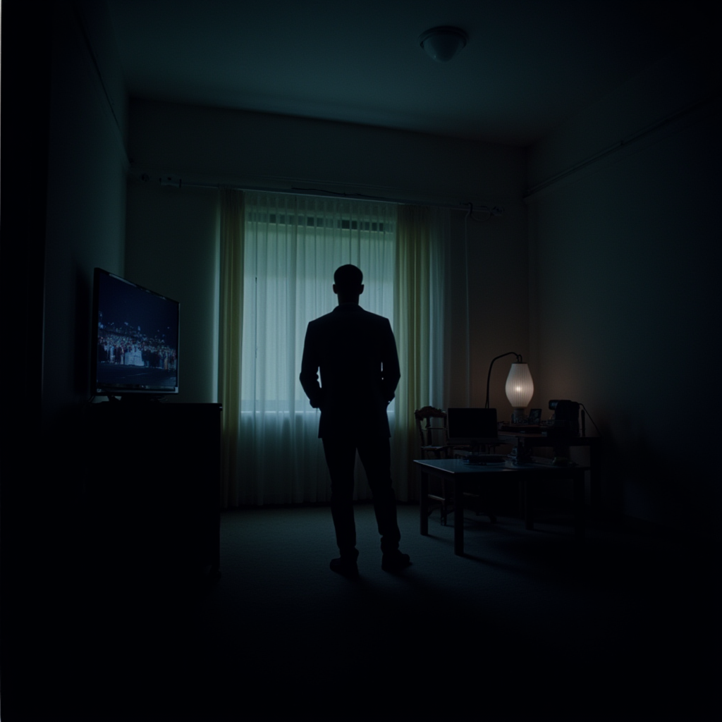 cinematic film still  <lora:Hollywood Cinematic Film style v1:1>
A dramatic cinematic photographic image of a man standing in a dark room with a laptop,1boy,sitting,male focus,indoors,lamp,dark,television,monitor,ceiling,ceiling light , Commercial advertisement themed, sharp, detailed, epic photography, artistic, creative, dramatic light, cinematic style, Kodak film style, different lighting style, different color style, different background, different scene, different person, different people, different race, different gender, 8k resolution, Television advertisement Hollywood Cinematic Film style . shallow depth of field, vignette, highly detailed, high budget, bokeh, cinemascope, moody, epic, gorgeous, film grain, grainy