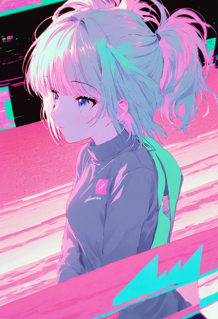 vaporwave art,one girl