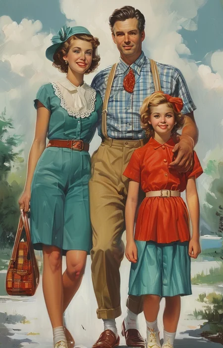 masterpiece,best quality,<lora:tbh210-sdxl:0.9>,illustration,style of Art Frahm, portrait of family