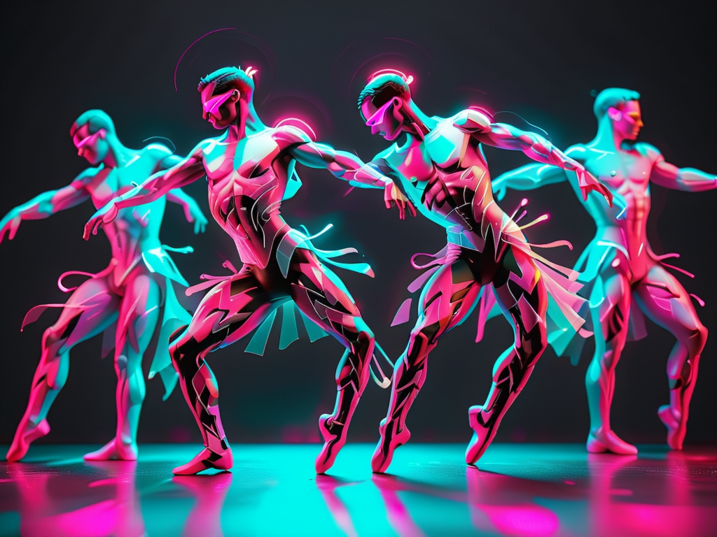 <lora:artfullyHOLOGRAPH_SDXL_V1:1>,arthlgrm,
((collection of male dancers, tilt shift, black background, neon pink and white light, cyan highlights))
in the style of holographic lights
in the style of minimal sketch
in the style of dynamic poses
in the style of superhero