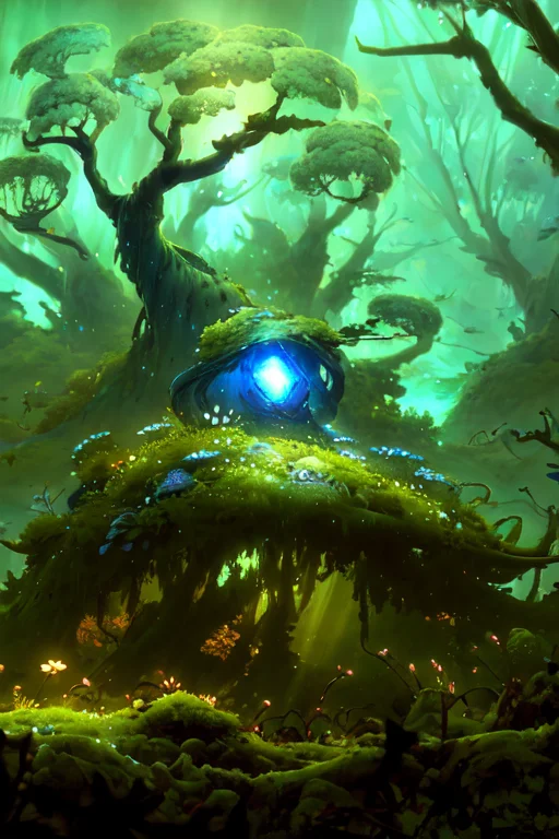 <lora:S1-Ori-ArtStyle_DreamLike-000008:1>,by Pino Daeni, by Ruan Jia, by Alayna Lemmer, by Carlo Galli Bibiena,
[spirit tree], sky blue and olive green sky, starry, forest with blue ocean and glowing plant,
(Ori and the Blind Forest), (Ori and the Will of the Wisps), 2D game, digital art,
realistic proportions, sharp focus, (HDR), (8k), (gigapixel), ((masterpiece))