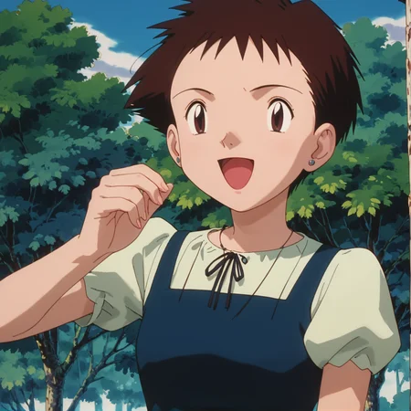 score_9, score_8_up, score_7_up, 1girl, solo, source_anime, pkmArielle, short hair, brown hair, solo, short short sleeves, brown eyes<lora:pkmArielle:1> happy, open mouth,
