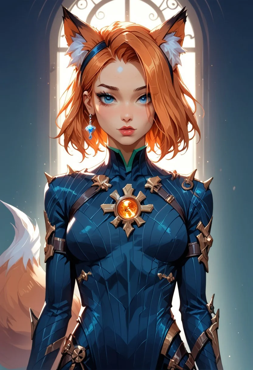Stable_Yogis_PDXL_Positives, (score_9, score_8_up, score_7_up), <lora:Witchkiri-30:0.9>, <lora:sxz-valorant-smol-v2-pdxl:1>, <lora:detail-tweaker-xl:0.5>, <lora:EnvyPonyPrettyEyes01:0.25>, <lora:sinfully_stylish_SDXL:0.8>, valorant style, ((face focus, eye focus, dynamic angle, motion)), (intricate details, detailed face, detailed eyes, super-detailer-bsy, detailifier, detailed skin, detailed hair, hyper-detailed, ultra-detailed, sexiness enhancer),
BREAK,
(1girl, solo), fantasy, (kiyoko otomo, corruption of champions, fox ears, fox tail, animal ears, fox girl, green nails, orange hair), breathless intimacy, tanned skin, petite model bombshell, heart, young, delicate features, narrow pointy nose, tiny nose, brown hair, medium length hair, bob cut, lust, big eyes, seductive eyes, blue eyes, detailed skin, flared lashes, mascara, makeup, perky medium breasts, athletic body, narrow waist, skinny hips,
warm light, detailed, neon dark party
BREAK
milky way, runes, arcane, astral, surreal, ethereal glow, masterpiece, best quality, intricate design. colorful, moonlit nightsky, stained glass aesthetic, moody whimsical color palette, murano glass, bold soldering lines, volumetric light shining through, crepuscular rays, intricate craftsmanship, detailed texture, luminous transparency, reflective light play, vivid hues, atmospheric depth, enchanting silhouette, art nouveau,