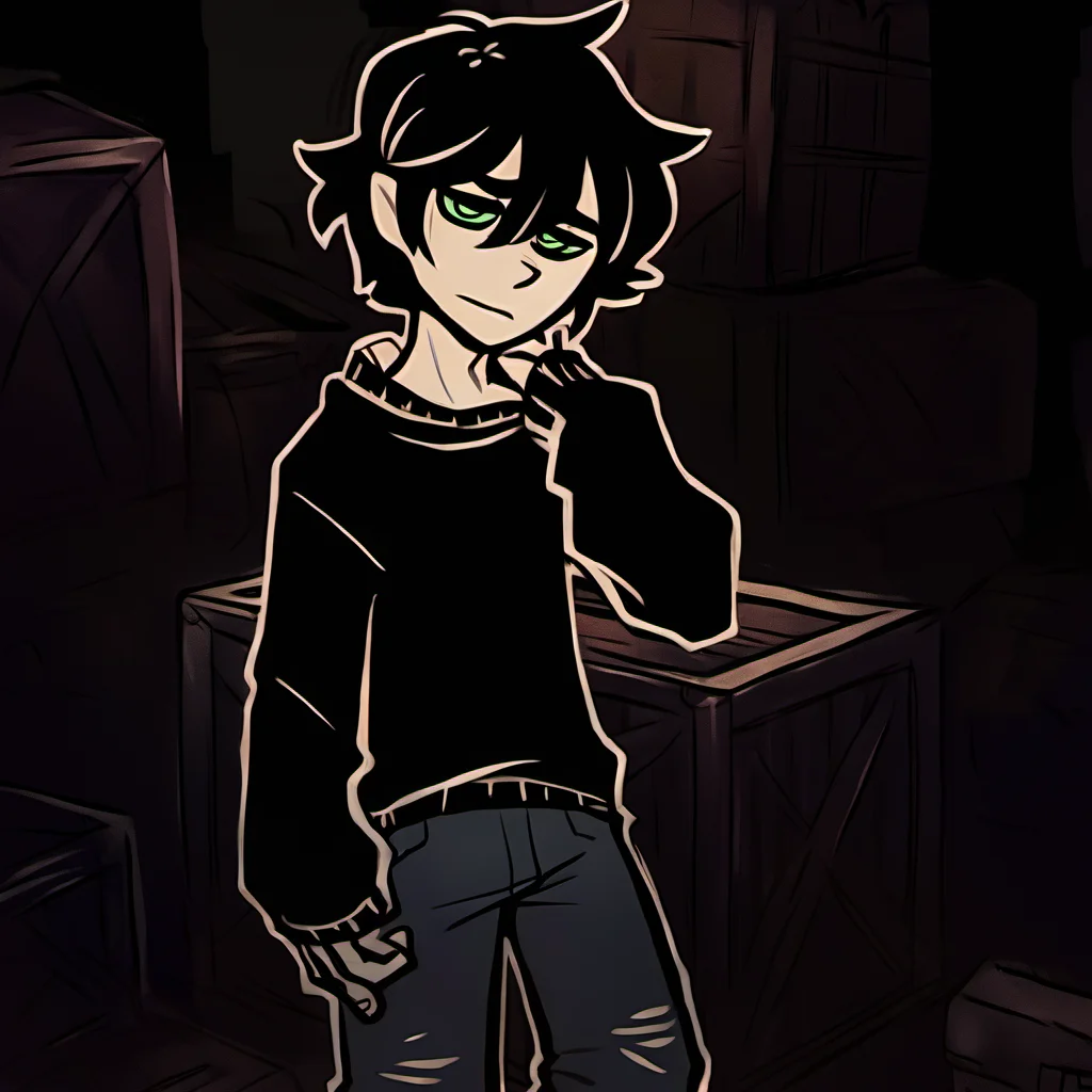 score_9,score_8,score_7,source_general,
by nemlei,the coffin of andy and leyley,
1boy,andrew graves,black hair,green eyes,sad,short hair,standing,crate,on crate,warehouse,pants,looking at viewer,hand on crate,shaking crate,
<lora:ponyxl-the_coffin_of_andy_and_leyley-style-v03:1>