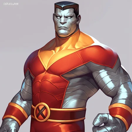 score_9, score_8_up, score_7_up, source_cartoon, solo, 1boy, x_colossus, grey metal skin, black hair, hero costume, white sclera, muscular, portrait,