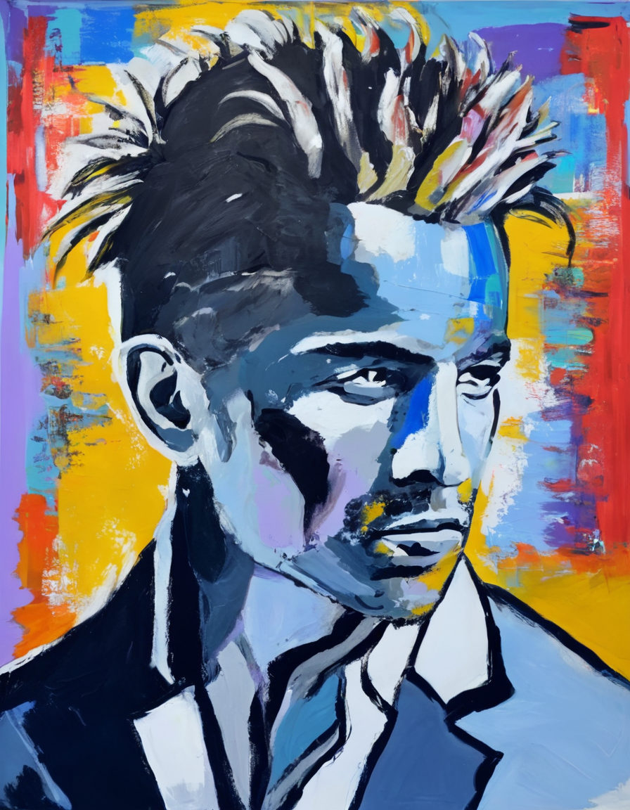 upper body portrait a man,acrylic painting,tousled hairstyle