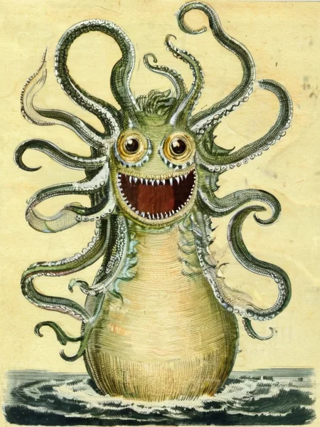 antiquefauna laughing tentacle monster, high quality, very sharp  <lora:hjantiquefauna_v10xl:0.8>