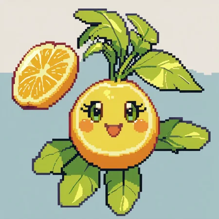 score_9, score_8_up, score_7_up BREAK Pixelstyle1, pineapple monster, big lemon eyes, fruit creature, solo, solo focus, smiling at viewer, cute, open mouth, smile,