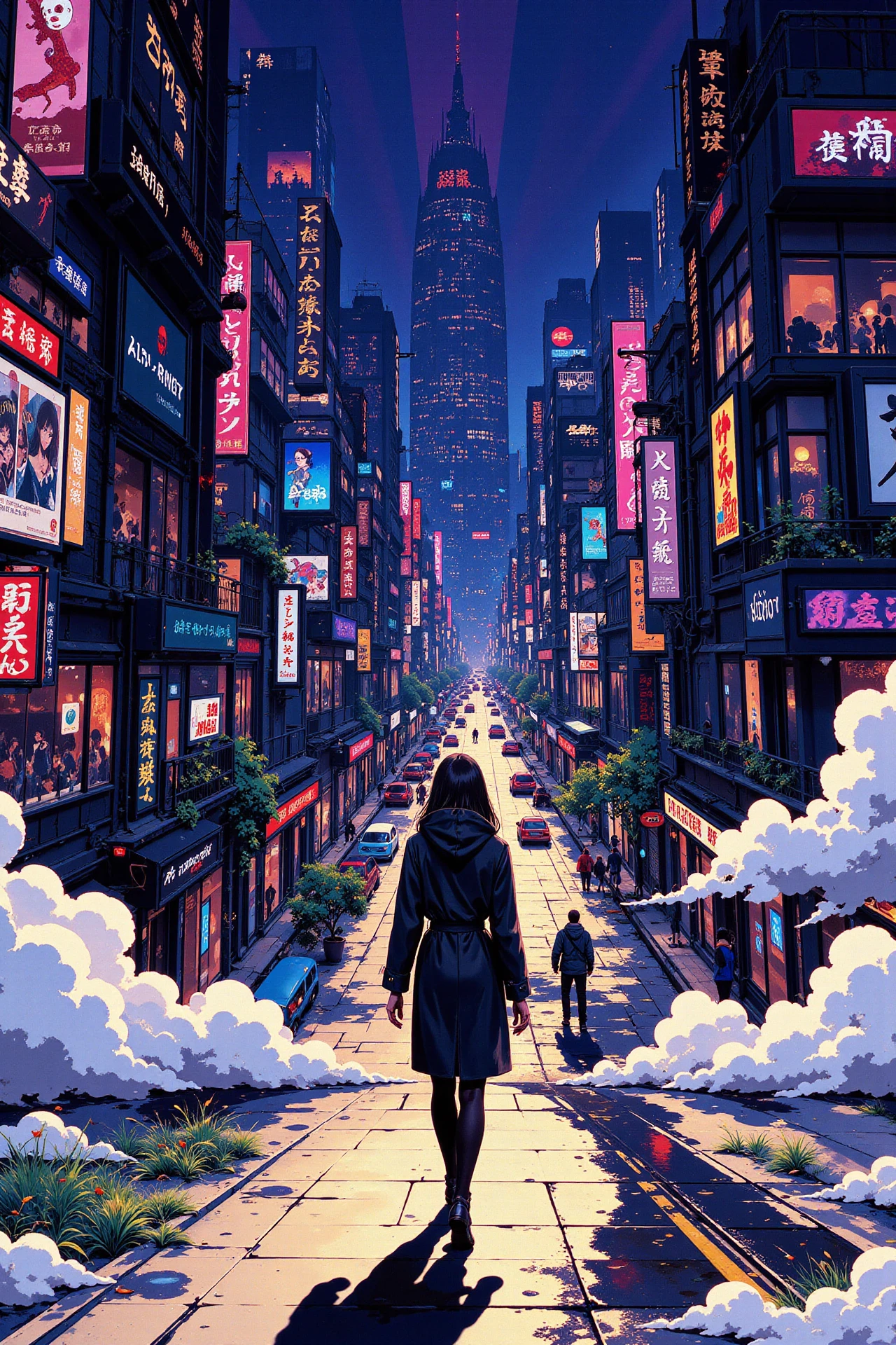 cyberpunk city beautiful landscape, evening, woman, very intricate, very detailed, sharp, bright, colorful, <lora:Hand v2:0.5> <lora:Anti-Blur:1><lora:Insane Detail Slider:0.25>  <lora:flux.1_lora_flyway_Epic-detail_v2:0.3> <lora:fluxenhancer:0.25> <lora:ROWER:0.6> <lora:flux-charmer-v1-1:0.4>>  <lora:Anime_style:0.8> anime style