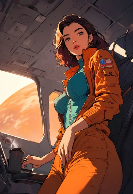 masterpiece,best quality, highly detailed, score_9, score_8_up, score_7_up, score_6_up, source_cartoon,
 BREAK
1milf, space trucker, (zero-g breasts), jumpsuit (unzipped)
BREAK
floating in cockpit, from below, alien porn holograms, asteroid collision warning, coffee globules
 BREAK
dynamic light, warm_light, vibrant colors warm_colors, soft focus, high contrast, textured surfaces, depth of field, golden hour lighting, dramatic shadows, rich details, nature-inspired color palette, playful composition.
,dynamic angle,dynamic light,background,