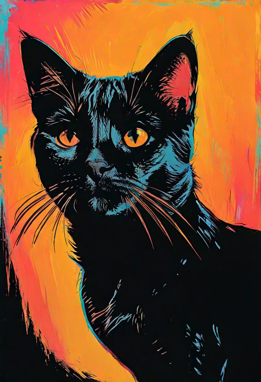 impactful color paint of, a Manx Cat, highly detailed, vibrant colors , 8k, sharp, professional, clear, high contrast, high saturated, , vivid deep blacks, crystal clear