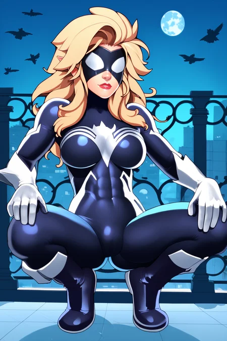 score_9, score_8_up, score_7_up, masterpiece, high quality, BREAK
 <lora:RoninDude StyleLyco:1>rds
 <lora:Spider WomanPonyLora:0.8> spderwman, long hair, bodysuit, skin tight, mask, squatting on a rooftop, at night, moon