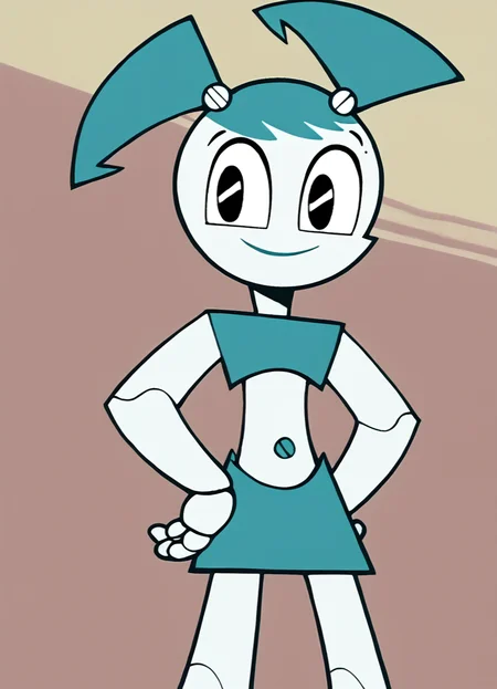 <lora:Jenny_XJ-9_Pony1.0:1> jenny, twintails, 1girl, solo, robot, no humans, blue hair, blue tube top, blue skirt, robot joints, smile, navel, white skin, looking at viewer, looking at viewer, hand on own hip, cowboy shot,, score_9, score_8_up, score_7_up, score_6_up, score_5_up, score_4_up