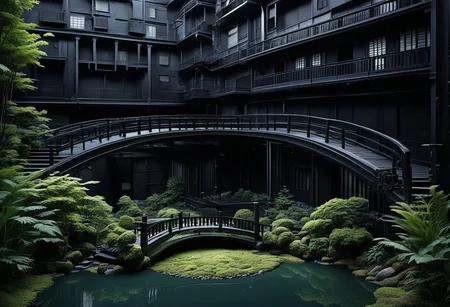 (anime), no human, city ruin, black snake, (masterpiece), score_9