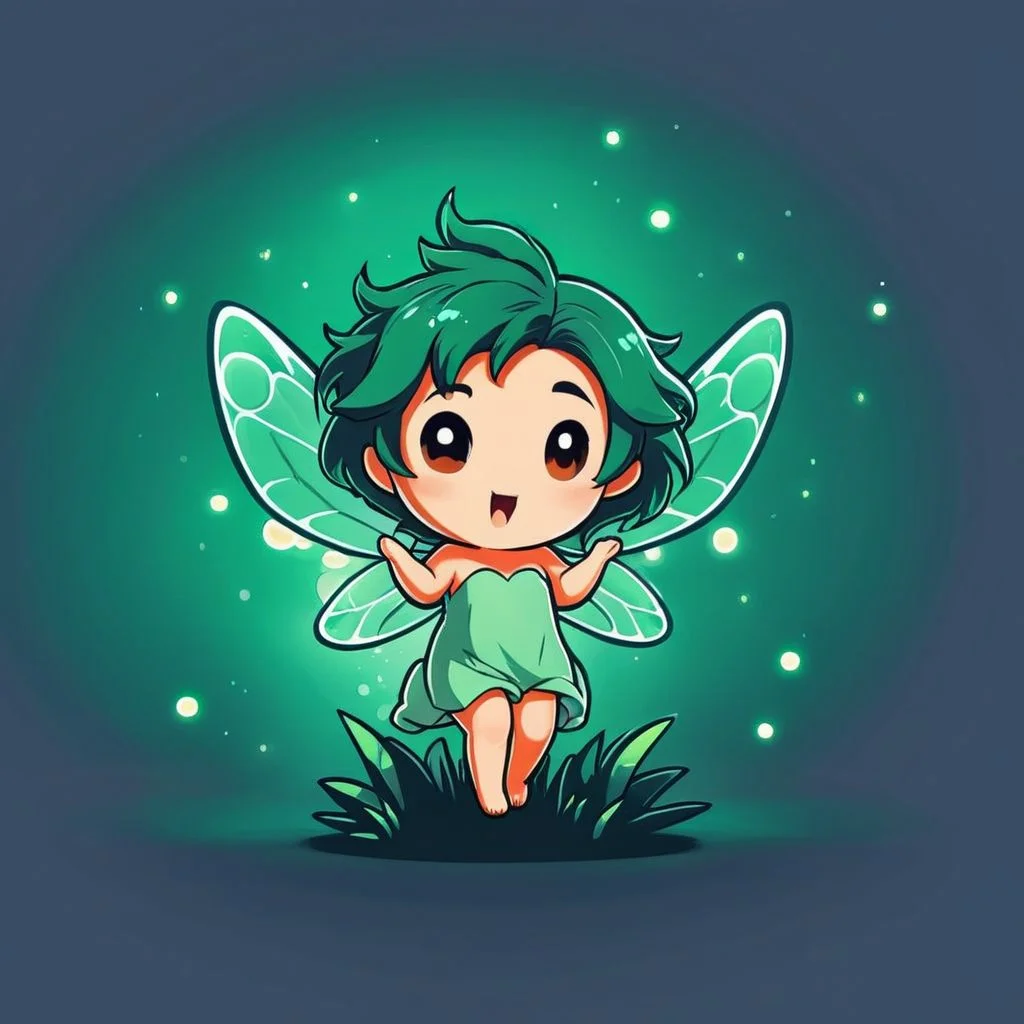 cartoon of Nymph in (ctswx:1.2) style, cute, chibi, joyous expression, candid pose, glowing ethereal background, rim lighting, <lora:Cute_Tshirt_Style_XL_v5.1-000017:1>