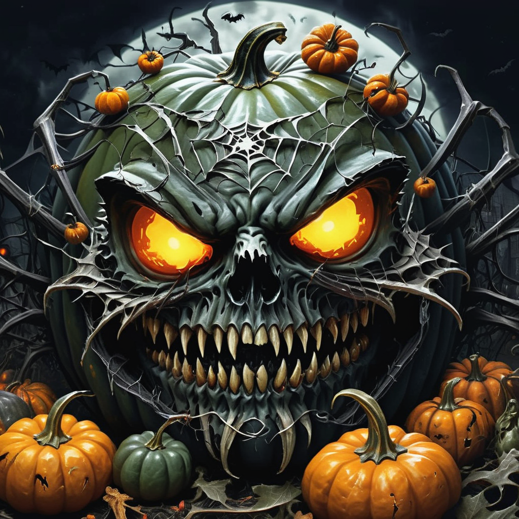 ((realistic,digital art)), (hyper detailed),h4l0w3n5l0w5tyl3DonMD4rk Spellbound Zombie Apocalypse Wicked Witch Witch's Garden Pumpkin Pie Spider Webs Maleficent Smirk Phantom Flames Vampire Fangs Scary Movie Night, <lora:h4l0w3n5l0w5tyl3DonMD4rk-XLv1.1:1>