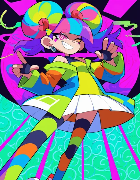 Psychedelic style score_9,score_8_up,score_7_up, 1woman,
A vibrant painter creating an abstract masterpiece, with colorful hair, Longshot, in the style of Kazuo Oga, Polkadot, blooming flowers, purple and pink, artistic influence, 32K, UHD, sharp focus , expressive <lora:P_Calyx:0.5> c4lyx <lora:Graphic_Novel_Style_r1:0.2> ffgns <lora:Pop_Art_Pony:0.1> daiton style . Vibrant colors, swirling patterns, abstract forms, surreal, trippy