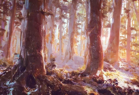 score_9, score_8_up, score_7_up, pmg style, golden forest, sunrise,