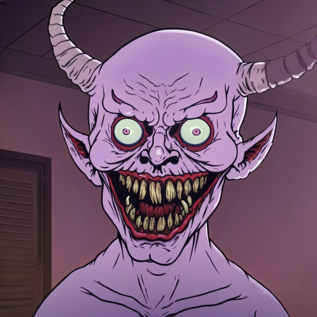 meatcanyon style, cel-shaded, 
demon, nightmare fuel, horror
<lora:meatcanyon-sdxl-v1:1>