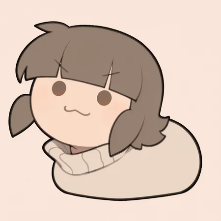 no humans, solo, <lora:TemmieChang_v5:0.9> tmchng,
<lora:BekBry:0.6> bekbry, brown eyes, brown hair, short hair, blunt bangs, petite, annoyed,
loaf, :3, . ., solid circle eyes, sweater, extremely detailed, highres, masterpiece, best quality