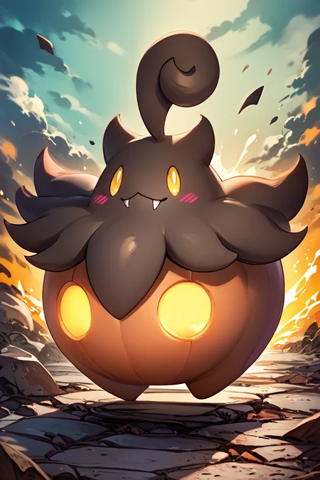 score_9, score_8_up, score_8, BREAK, , zzPumpkaboo, no humans, solo, pokemon (creature), no humans, animal focus, yellow eyes, fangs, outdoors, fangs out, glowing, <lora:Pumpkaboo_Pokemon_PDXL:0.8>, , BREAK, closed mouth, alternate costume, smile, looking at viewer, blush, zzLFashion, cowboy shot, ,,, embedding:zPDXL, Expressiveh, ,,, <lora:Vivid:0.7>, <lora:LFashionPDXL:1>, <lora:Uncensored_PonyXL_cpt_v02.09:0.4>, <lora:Expressive_H-000001:0.4>,
