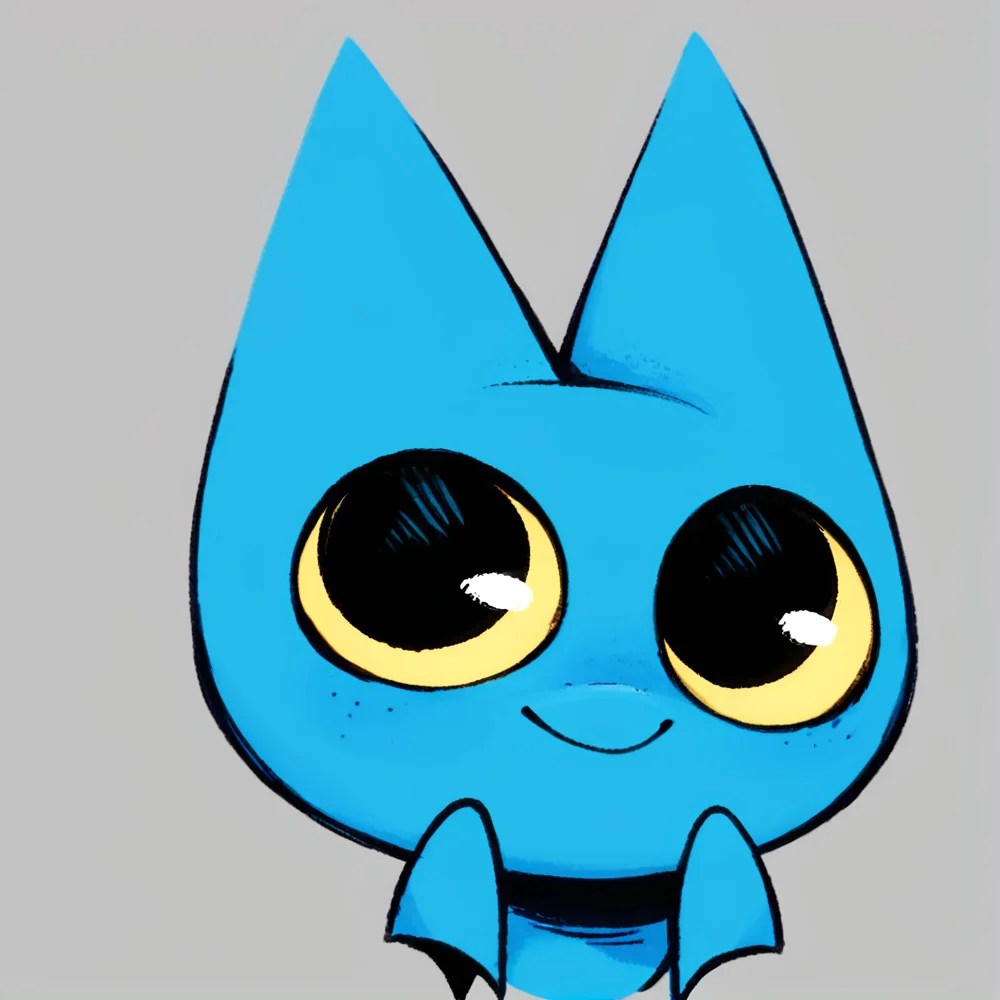 score_9, score_8_up, score_7_up, <lora:add_detail:1> <lora:PerfectEyesXL:1> <lora:Adorabat:1> smile, simple background, rating_safe, blue skin, big eyes,