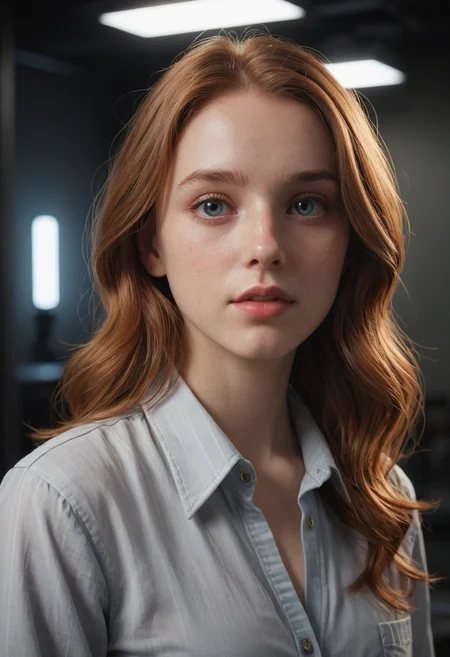 redhead teen, photo, glamor shot, a portrait, inspired by marie-gabrielle capet, trending on cg society, posing, cropped shirt, with long hair, unreal engine, cinematic, color grading, portrait photography, shot on 22mm lens, ultra-wide angle, depth of field, hyper-detailed, beautifully color-coded, insane details, intricate details, beautifully color graded, unreal engine, cinematic, color grading, editorial photography, photography, photoshoot, shot on 22mm lens, depth of field, dof, tilt blur, shutter speed 1/1000, f/22, white balance, 32k, super-resolution, megapixel, prophoto rgb, vr, lonely, good, massive, halfrear lighting, backlight, natural lighting, incandescent, optical fiber, moody lighting, cinematic lighting, studio lighting, soft lighting, volumetric, contre-jour, beautiful lighting, accent lighting, global illumination, screen space global illumination, ray tracing global illumination, optics, scattering, glowing, shadows, rough, shimmering, ray tracing reflections, lumen reflections, screen space reflections, diffraction grading, chromatic aberration, gb displacement, scan lines, ray traced, ray tracing ambient occlusion, anti-aliasing, fkaa, txaa, rtx, ssao, shaders, opengl-shaders, glsl-shaders, post processing, post-production, cel shading, tone mapping, cgi, vfx, sfx, insanely detailed