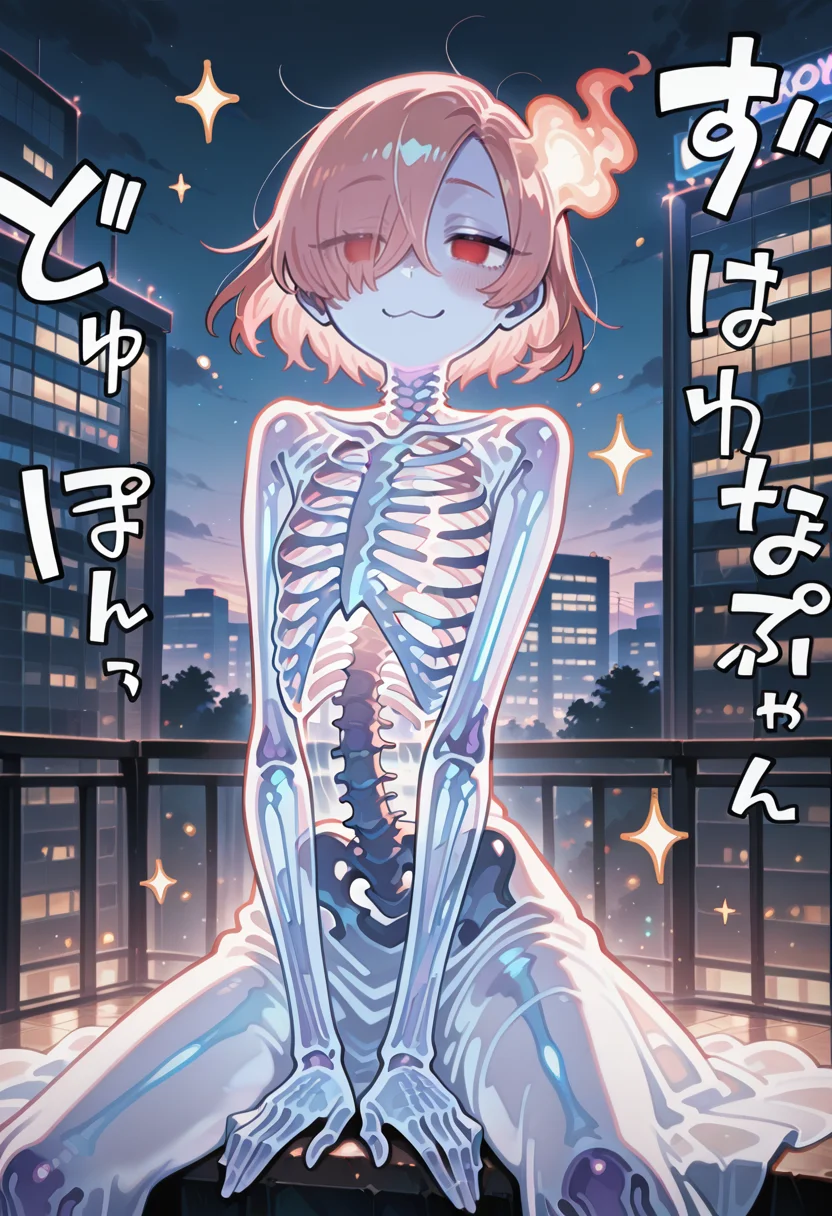 1girl, (monster girl, ghost girl), (see-through body, ghost body, ghost skin, transparent skin, transparent body:1.2), (purple skin, glowing, no pupils), transparent clothes, skeleton, bone, ribs, spine,  pink hair, very short hair,   hair between eyes,       
BREAK   1girl, spread legs, from head to legs,,  =_=, :3,   sound effects, 
BREAK               white onepiece dress,  on stage, in a city park, Idol, singer,    
BREAK safe, ((ino \(tellu0120\):1.05), (kuzuvine:1.1)),  masterpiece, best quality, very aesthetic, absurdres, newest, <lora:ponyv5_noobE11_1_adamW:0.5>, <lora:lora:0.3>
