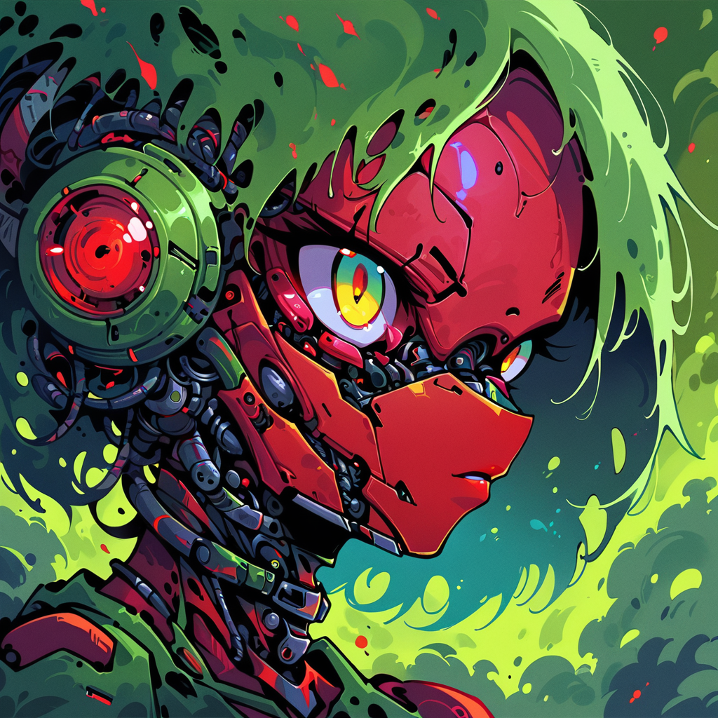 masterpiece,high resolution.
,alienworld, 
1girl,solo,close up,portrait,robot,
, <lora:Alien_World-xl-8:0.6>,