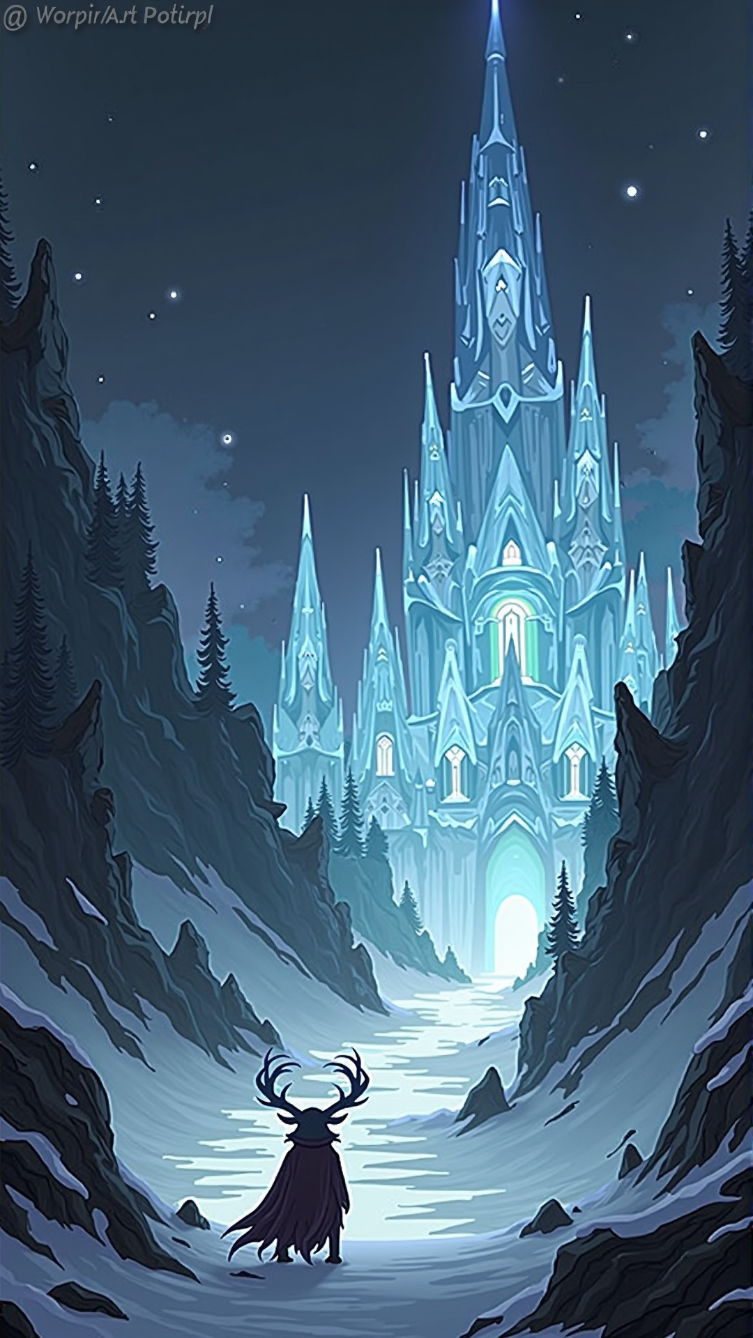 An anime depiction of a KrampusStyle a glimmering city carved entirely out of ice and snow. Dark, atmospheric and moody atmosphere. haunted, incisors, mutation
<lora:KrampusStyleFlux:__wildcards/numbers/07-09__>