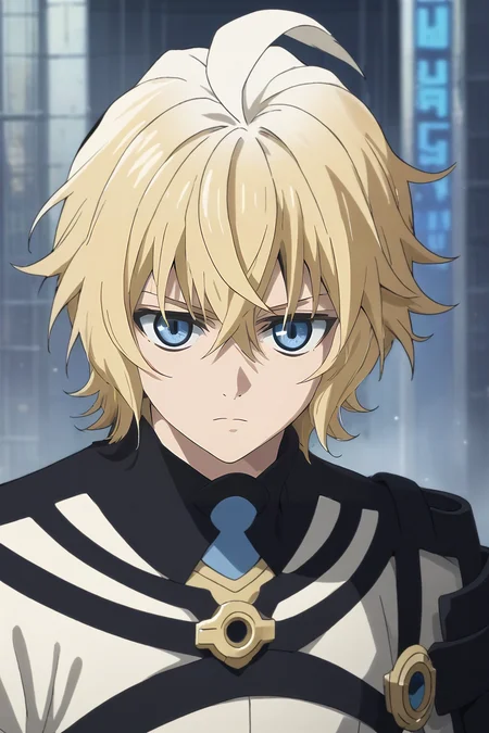 score_9, score_8_up, score_7_up, source_anime, , semi-realistic, , , depth of field, 1boy, solo, male focus, <lora:mikaela_hyakuya_pony:0.94>, mikaela_hyakuya, blonde hair, blue eyes, short hair, hair between eyes, bangs, ahoge, , science fiction xenopunk, , <lora:sdxl_lightning_8step_lora:1>
