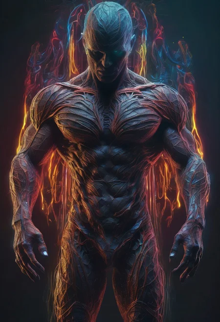 masterpiece, best quality,highly detailed and hyper realistic, hyper real, neon-outlined male figure in the dark with vibrant colors and reflective surfaces, (dark shot:1.17), epic realistic, faded, ((neutral colors)), art, (hdr:1.5), (muted colors:1.2), hyperdetailed, (artstation:1.5), cinematic, warm lights, dramatic light, (intricate details:1.1)