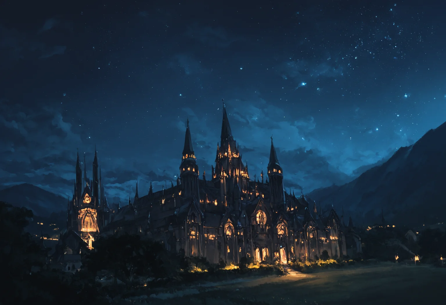 score_9, score_8_up, score_7_up, basin, at night, starry sky, cloud, cloudy sky, night, high contrast, landscape, modern architecture, (gothic cathedral, gothic architecture:1.4), mountains, brutalist architecture, european architecture, european,
<lora:ScenicHorizonsV2:1>, sc3nery,