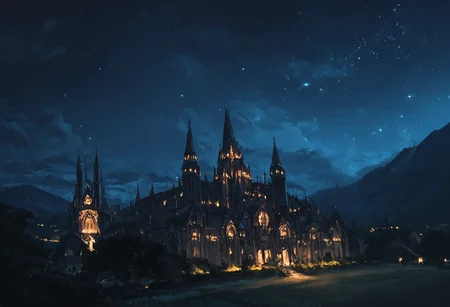 score_9, score_8_up, score_7_up, basin, at night, starry sky, cloud, cloudy sky, night, high contrast, landscape, modern architecture, (gothic cathedral, gothic architecture:1.4), mountains, brutalist architecture, european architecture, european,
<lora:ScenicHorizonsV2:1>, sc3nery,