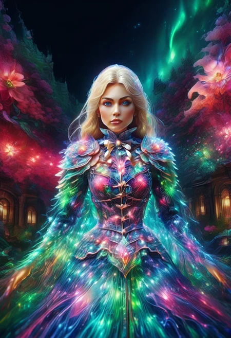 morph-aurora, score_9, score_8_up, score_7_up, score_6_up, score_5_up, score_4_up, rating_safe, c4lyx, highly detailed, complex composition, Gwen Stacy, dynamic lighting, intricate textures, high-contrast lighting, whimsical and modern aesthetic, spider-gwen suit, bokeh, palace, garden, flexible anatomy, head tilt, light smile, 28 years old, red knee boots, 1girl, Older woman, (palace:1.3), (mgrcirinakushu:1.4), kshwtr, blonde hair, low ponytail, blue eyes, hair ornament, fur capelet, bowtie, gradient coat, corset, layered skirt, (Porcelain:1.1), scenery, outdoors.