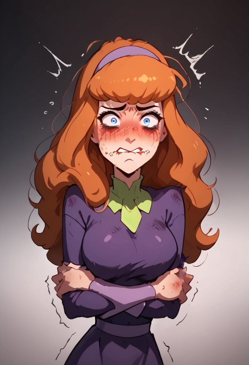 score_9, score_8_up, score_7_up, score_6_up, score_5_up,daphne, daphne blake,1girl, jungle,((((((offended))))))), ((((((extremely offended))))))), ,blue eyes, orange long hair, torn clothes,((purple dress)),((((((extremely loser)))))), (((((beaten))))),(((((shiner)))),(((((extremely beaten))))), (((a lot of wounds))), ((((((clenched teeth)))),((((((embarrassed)))))), messed hair, messy hair, destroyed face, destroyed body, awful skin face,  long hair, makeup, lipstick, young, ((((skinny))))),(((busty petite)))) narrow waist, fragile, sexy, perfect body,dynamic pose, posing,  ((((((shaggy hair)))))), (((((bags under eyes))))),tired, tired af, extremely tired, tired eyes, huge amount of tireness, absolutely tired, ((((wants to die)))), almost die, eternally tired, pain, feeling pain, feeling strong pain, powerless, extremely tired eyes, bags under eyes, shiners, stupid, dumb, extremely stupid, extremely dumb, no brain, (((eye twitching))), nervous eye twitching, extremely hard eye twitching, totally burnt hair, sexy, horny, scared, in love, extremely dirty dress, hardly beaten fifty times, confused, deeply humiliated face, depressed face