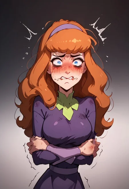 score_9, score_8_up, score_7_up, score_6_up, score_5_up,daphne, daphne blake,1girl, jungle,((((((offended))))))), ((((((extremely offended))))))), ,blue eyes, orange long hair, torn clothes,((purple dress)),((((((extremely loser)))))), (((((beaten))))),(((((shiner)))),(((((extremely beaten))))), (((a lot of wounds))), ((((((clenched teeth)))),((((((embarrassed)))))), messed hair, messy hair, destroyed face, destroyed body, awful skin face,  long hair, makeup, lipstick, young, ((((skinny))))),(((busty petite)))) narrow waist, fragile, sexy, perfect body,dynamic pose, posing,  ((((((shaggy hair)))))), (((((bags under eyes))))),tired, tired af, extremely tired, tired eyes, huge amount of tireness, absolutely tired, ((((wants to die)))), almost die, eternally tired, pain, feeling pain, feeling strong pain, powerless, extremely tired eyes, bags under eyes, shiners, stupid, dumb, extremely stupid, extremely dumb, no brain, (((eye twitching))), nervous eye twitching, extremely hard eye twitching, totally burnt hair, sexy, horny, scared, in love, extremely dirty dress, hardly beaten fifty times, confused, deeply humiliated face, depressed face