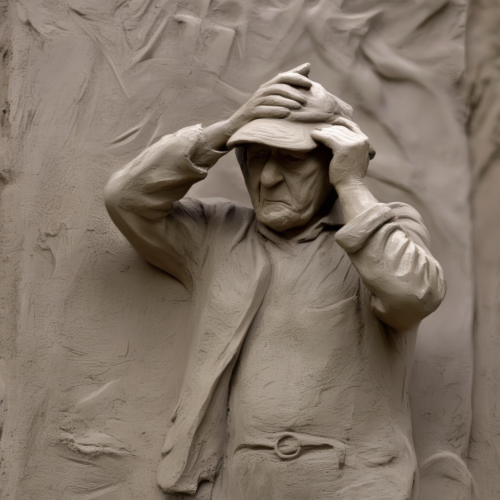 instonx old sculptor artist at work on a clay figure <lora:instonx:1>