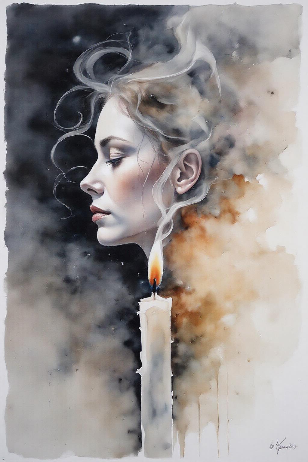 yawc1 watercolor.
Wisps of smoke rising from a candle in the form of a woman's profile <lora:yawcolor_nocap_d4a2:1.0> <lora:schnell_v1.0:1.0><lora:798635803036197689:0>