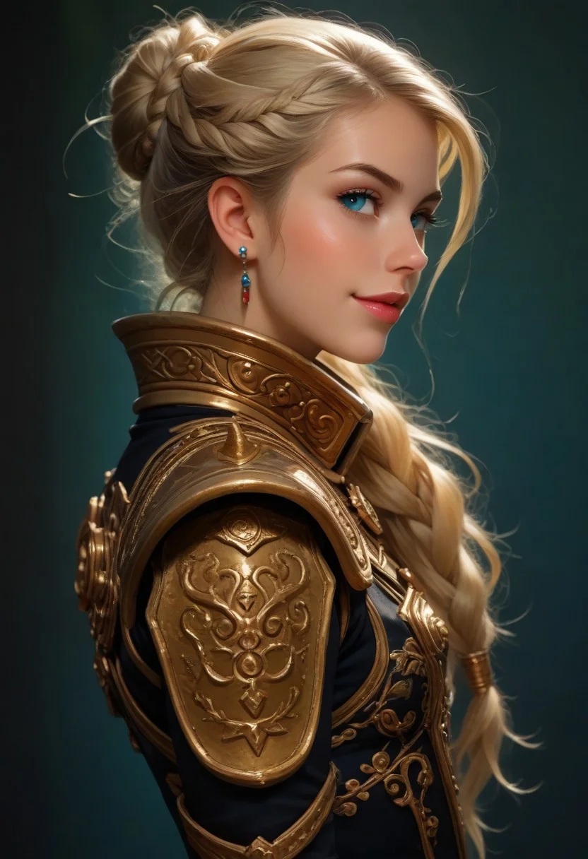 A captivating selfie of an elven princess, a true warrior with a playful spirit, emerges from the shadows of a mystical night. Her golden armor, intricately designed with elven etchings, shimmers under the silver moonlight. With a confident smirk, she gazes directly at the viewer, her blonde hair cascading in elegant elven braids. Her pale skin is adorned with battle paint, enhancing her piercing eyes. She playfully sticks out her tongue and flashes a V sign, exuding a captivating blend of beauty and defiance. The fisheye lens distorts the background, creating an otherworldly atmosphere. This enchanting portrait captures the essence of a fierce and enchanting elven royalty, embracing her mystical allure, (( from side:2 )), (( solo:2 ))
