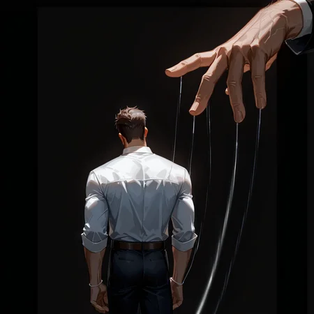 <lora:puppet_strings_illustrious:0.8> ppptstrngs, puppet strings, string, restrained, 2boys, empty eyes, out of frame, black background, 
(very short hair, beard, bara, mature, facial hair, stubble, beard, full beard, sideburn, beard, a lot of beard, ), facial hair,male focus, muscular male, muscular male, bara, mature,  bara, mature, aixiwuganda_(20222192), very awa, masterpiece, best quality, absurdres, newest, perfect quality, detailed background, intricate details,
<lora:slider_Body Type_alpha1.0_rank4_noxattn_last:3><lora:style_Anime Summer Days 2 Style SDXL_LoRA_Pony Diffusion V6 XL:.6><lora:slider_cfg_scale_boost:.7><lora:Artist6p:.55>, Artist6p, Artist04p,<lora:slider_il_brightness_slider_d1:-1><lora:slider_il_contrast_slider_d1:-1><lora:slider_DarkSlider1.2_alpha1.0_rank16_full_300steps:-.6>